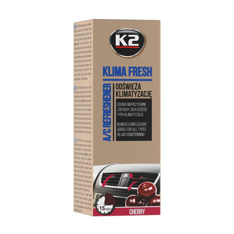 اسپری یکبار مصرف خوشبوکننده و ضدعفونی کننده کابین خودرو کی تو مدل KLIMA FRESH CHERRY حجم 150 میلی لیتر