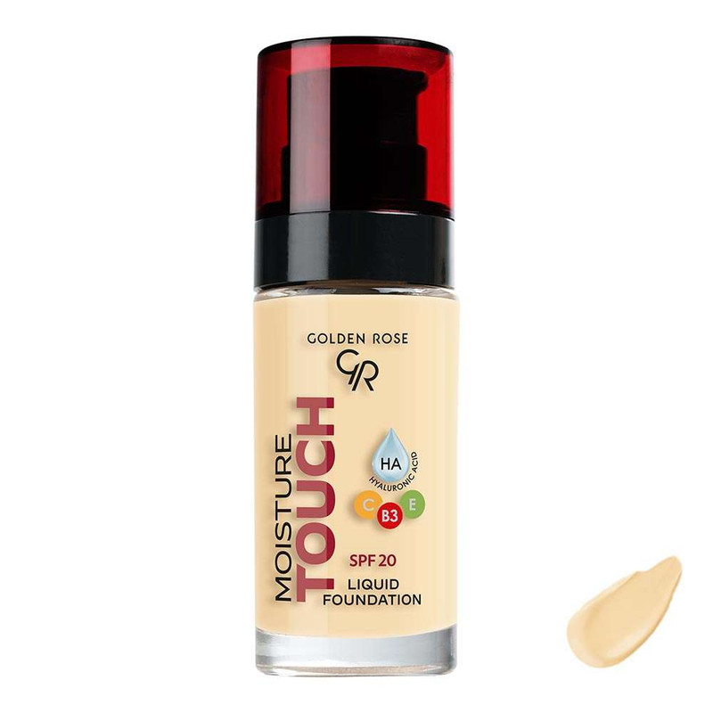 کرم پودر مایع SPF20 گلدن رز مدل Moisture Touch مناسب برای انواع پوست شماره 101 حجم 30 میلی‌لیتر