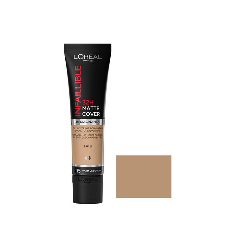 کرم پودر مایع Spf 25 لورآل مدل Matte Cover 32H شماره 115 مناسب برای انواع پوست حجم 30 میلی لیتر