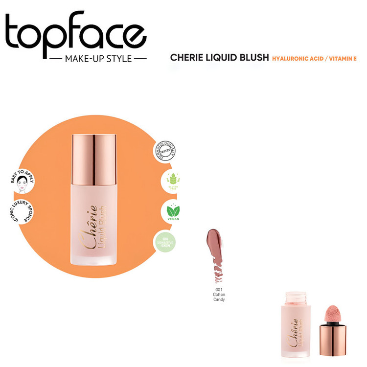 رژگونه مایع تاپ فیس مدل CHERIE LIQUID BLUSH شماره 001