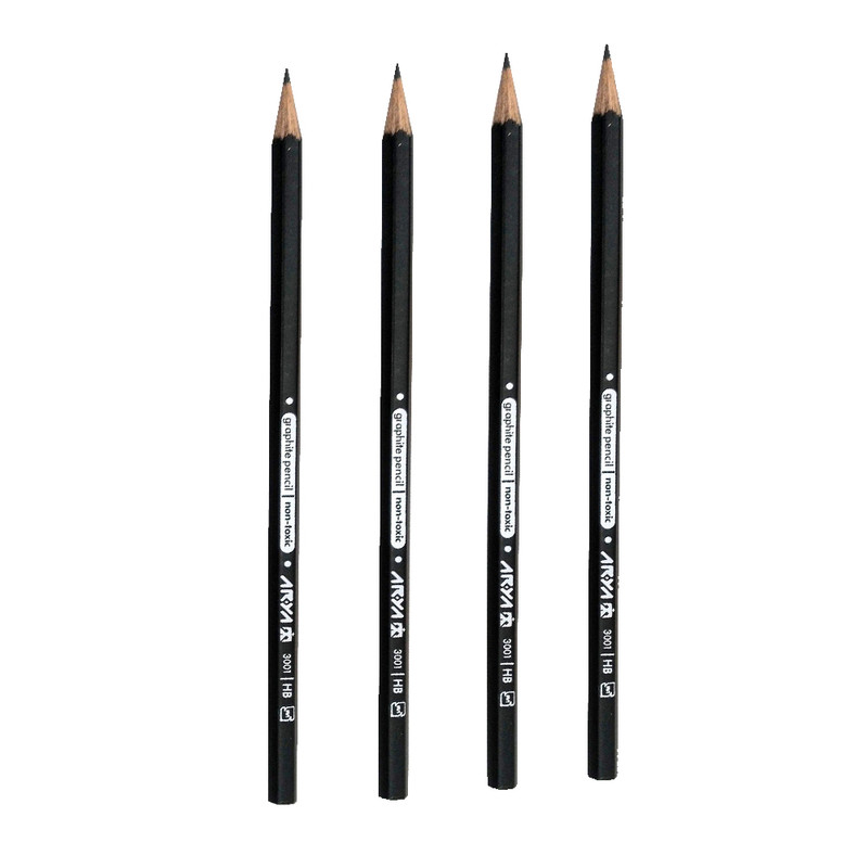 مداد مشکی آریا مدل Graphite-hb کد 103982 بسته 4 عددی