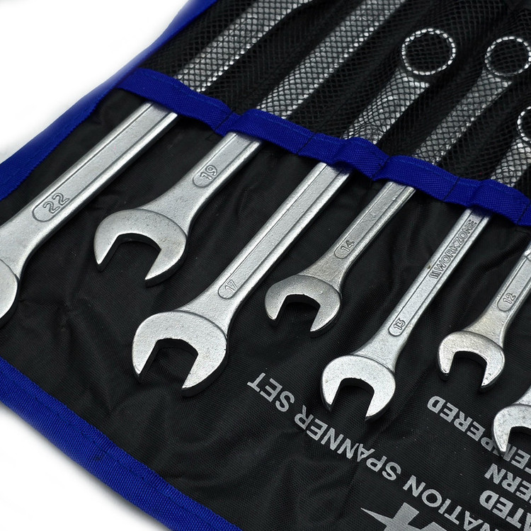 کیف آچار یکسر تخت و یکسر رینگی کنترا مدل کیف دار کد CHROME-PLATED-12PCS سایز 6 الی 22 میلی متر مجموعه 12 عددی