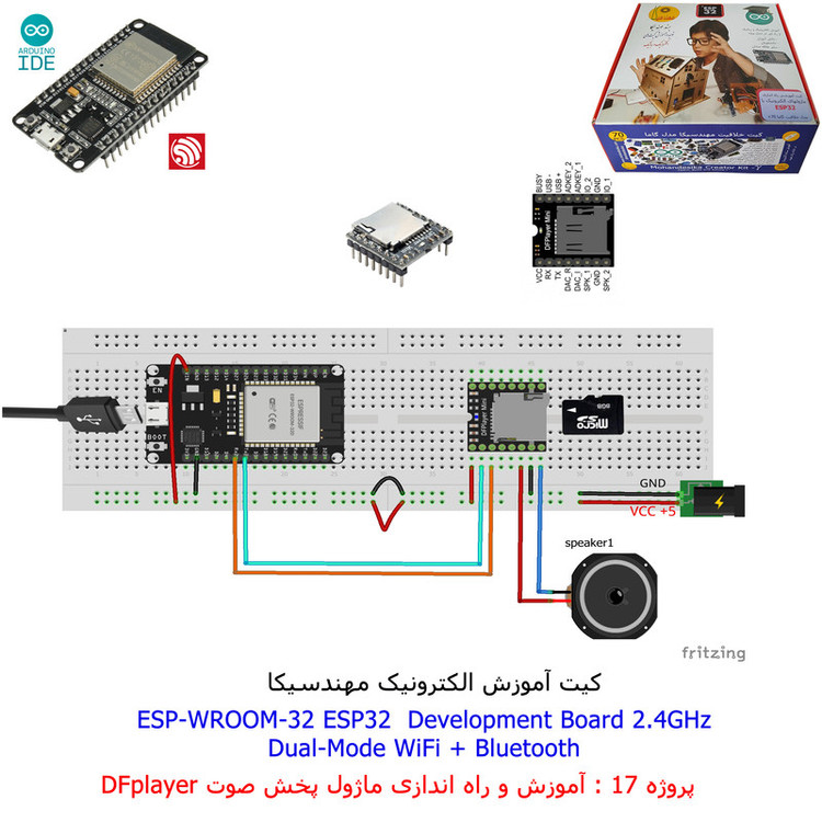 کیت آموزش الکترونیک مهندسیکا مدل خلاقیت دلتا ESP32+70