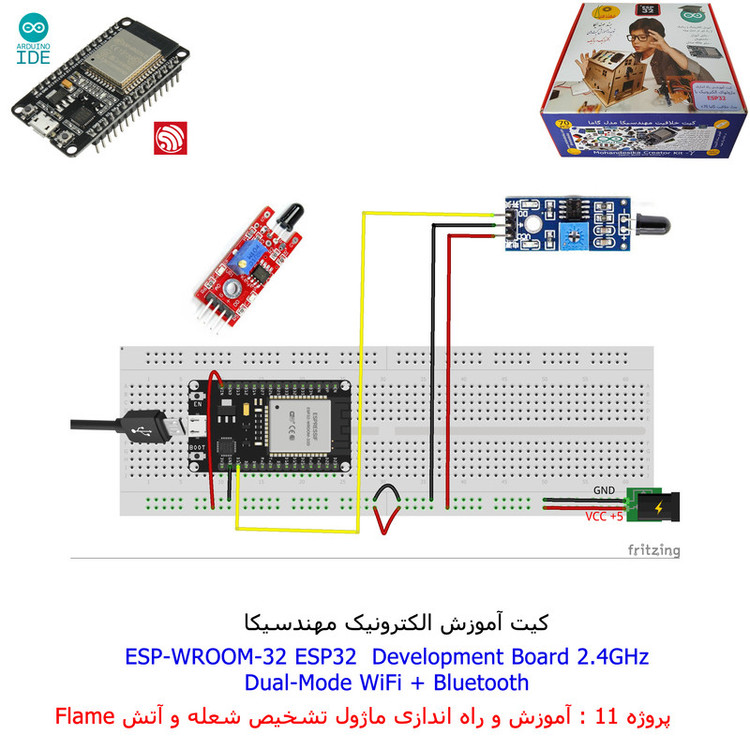 کیت آموزش الکترونیک مهندسیکا مدل خلاقیت دلتا ESP32+70