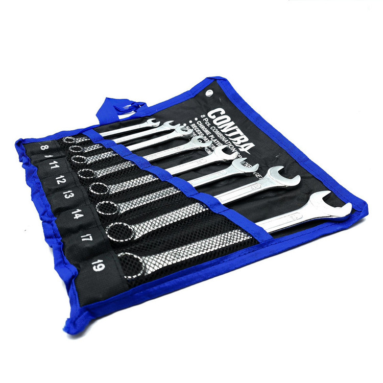آچار یکسر تخت و یکسر رینگی کنترا مدل 8PCS-SIZE 8-19MM سایز8 الی 19میلی متر مجموعه 8 عددی