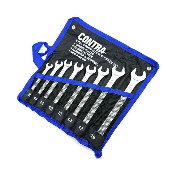 آچار یکسر تخت و یکسر رینگی کنترا مدل 8PCS-SIZE 8-19MM سایز8 الی 19میلی متر مجموعه 8 عددی