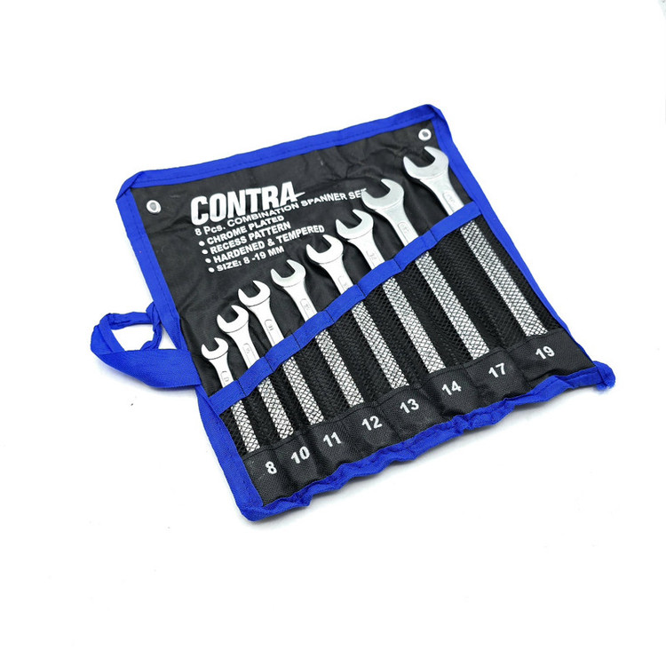 آچار یکسر تخت و یکسر رینگی کنترا مدل 8PCS-SIZE 8-19MM سایز8 الی 19میلی متر مجموعه 8 عددی