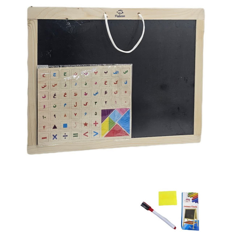 بازی آموزشی الفبای فارسی ناب سل مدل تخته گچی و وایت برد دورو دیواری کد DOUBLE SIDED CHALK BOARD AND WHITE BOARD