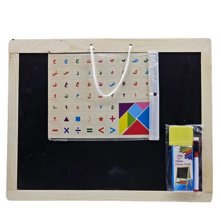 بازی آموزشی الفبای فارسی ناب سل مدل تخته گچی و وایت برد دورو دیواری کد DOUBLE SIDED CHALK BOARD AND WHITE BOARD