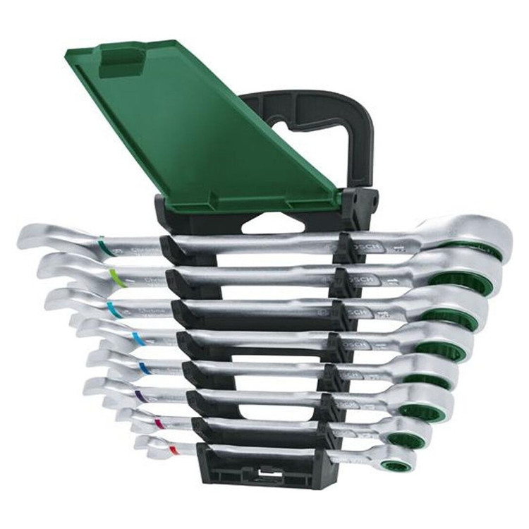 آچار یکسر تخت و یکسر رینگی جغجغه ای بوش مدل Wrench Set 8 کد 1600A027PS بسته 8 عددی