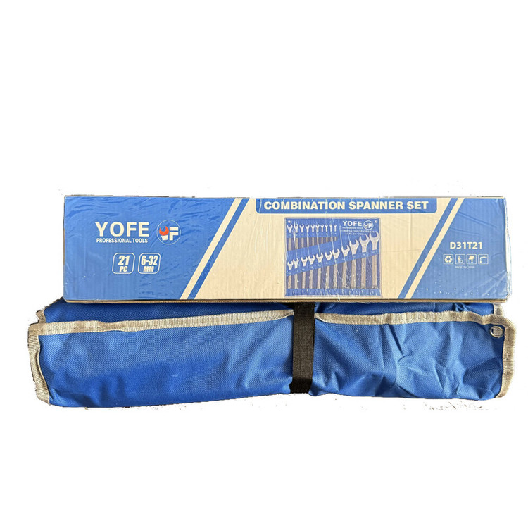 آچار یکسر تخت و یکسر رینگی یوفی مدل Cr-V مجموعه 21 عددی
