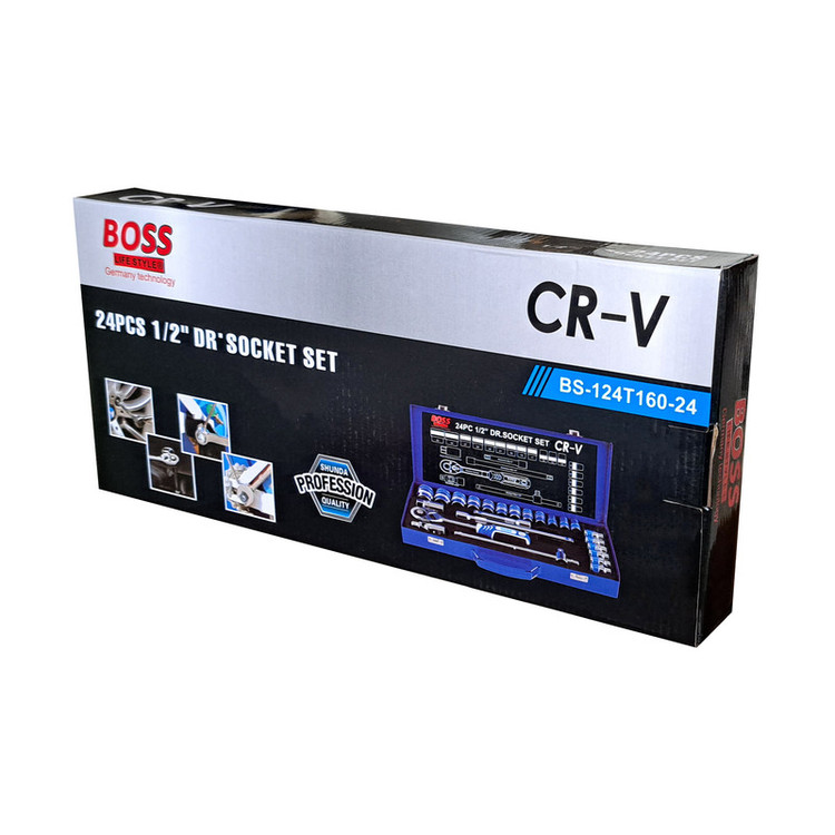 آچار بکس و سری آچار باس مدل CR_V24 مجموعه 24 عددی