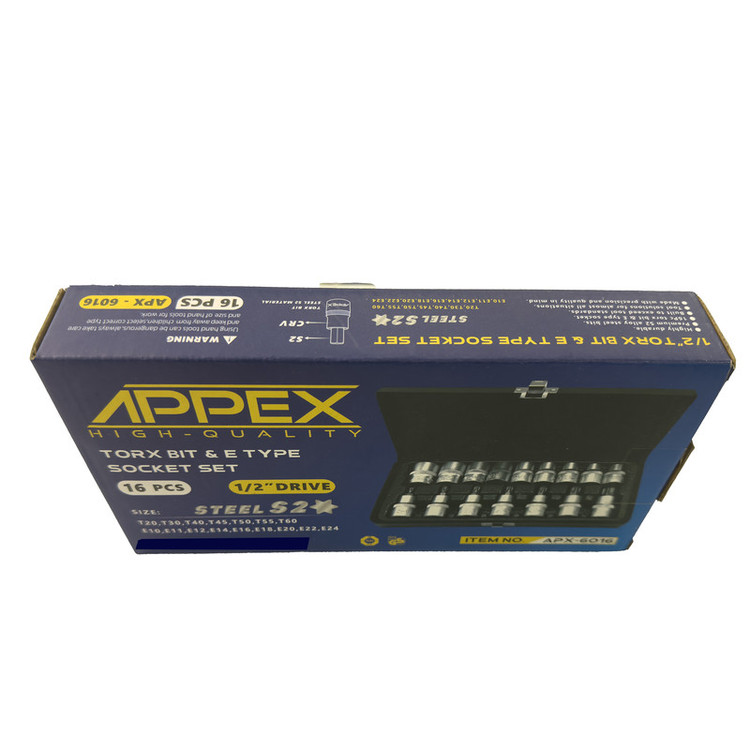 آچار بکس ستاره ای اپکس مدلSMT-APPEX-ALEN BOXI-E -T1/2INCH-APX6016-NEW مجموعه 16 عددی