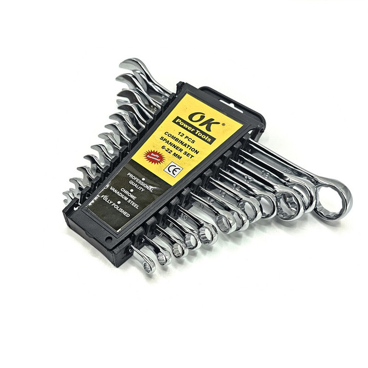 آچار یکسر تخت و یکسر رینگی اوکی مدل POWER_TOOLS کد 12 مجموعه 12 عددی