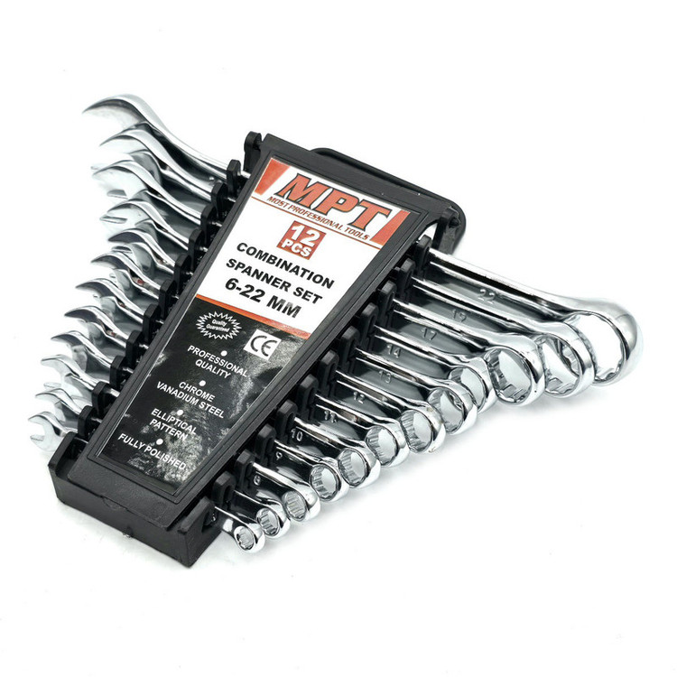 آچار یکسر تخت و یکسر رینگی ام پی تی مدل 6-22MM سایز 6الی 22 میلی متر مجموعه 12 عددی
