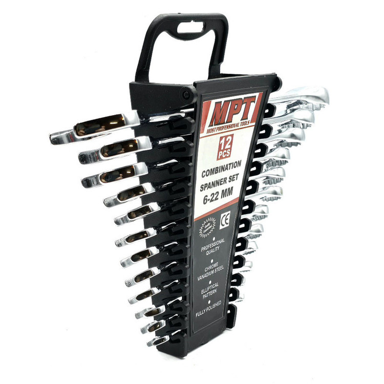 آچار یکسر تخت و یکسر رینگی ام پی تی مدل 6-22MM سایز 6الی 22 میلی متر مجموعه 12 عددی