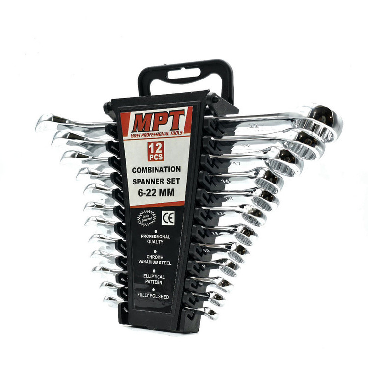 آچار یکسر تخت و یکسر رینگی ام پی تی مدل 6-22MM سایز 6الی 22 میلی متر مجموعه 12 عددی
