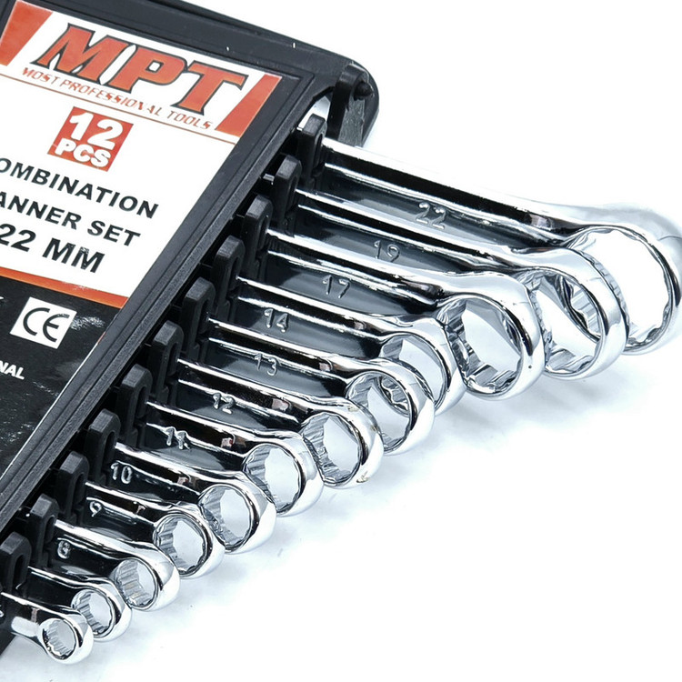 آچار یکسر تخت و یکسر رینگی ام پی تی مدل 6-22MM سایز 6الی 22 میلی متر مجموعه 12 عددی