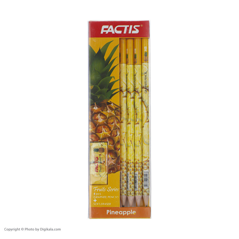 مداد فکتیس مدل Pineapple به همراه پاک کن بسته 4 عددی