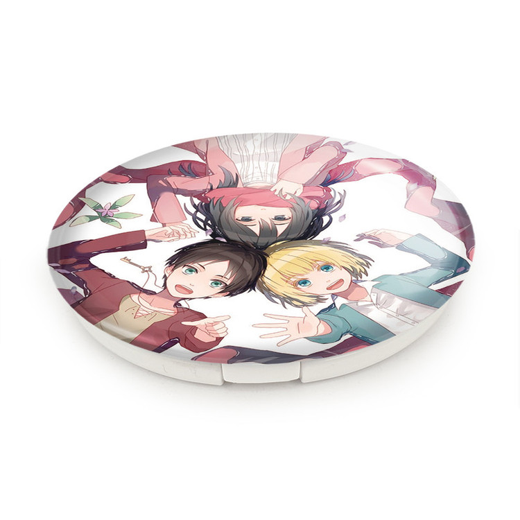 آینه جیبی خندالو طرح ارن و میکاسا و آرمین انیمه اتک آن تایتان Attack on Titan مدل تاشو کد 11036