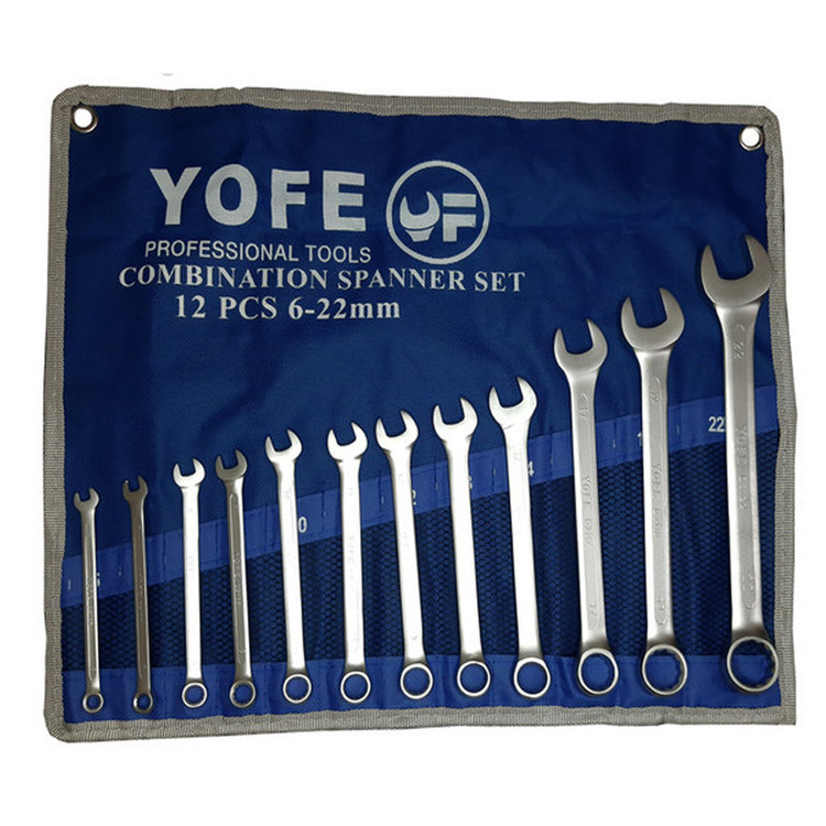 آچار یکسر تخت و یکسر رینگی یوفی مدل YF-12 مجموعه 12 عددی