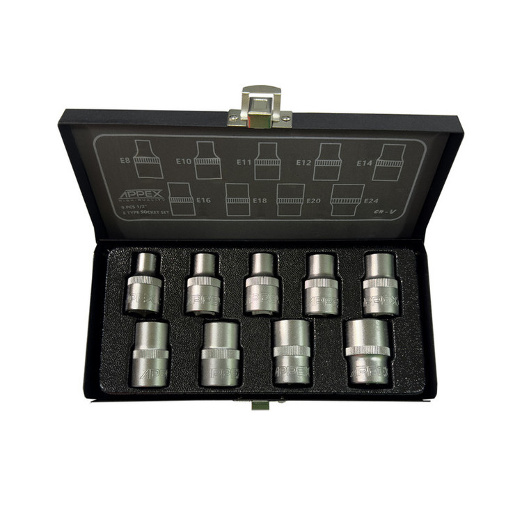 آچار بکس اپکس مدل SMT-ETYPE SOCET SET-9OCS-APX-6038 مجموعه 9 عددی