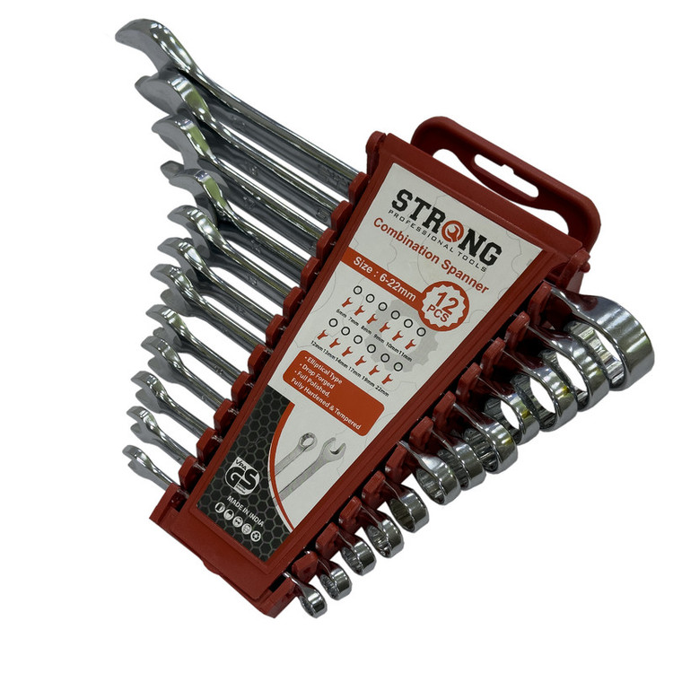 آچار یکسر تخت و یکسر رینگی استرانگ مدل SMT-STRONG-12PCS-22MM مجموعه 12عددی