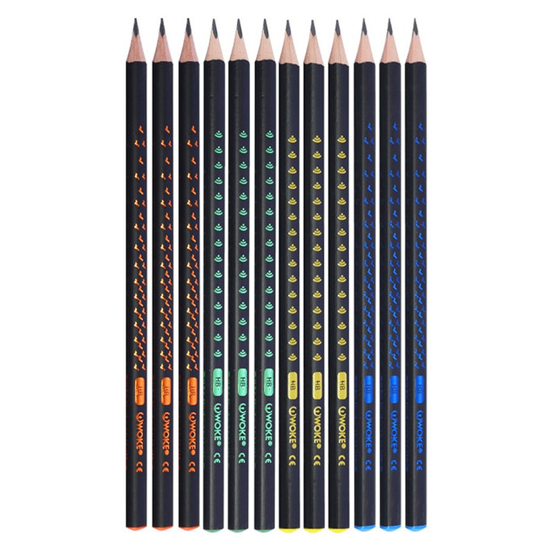 مداد مشکی ووک با درجه سختی HB مدل سه گوش بسته 12 عددی