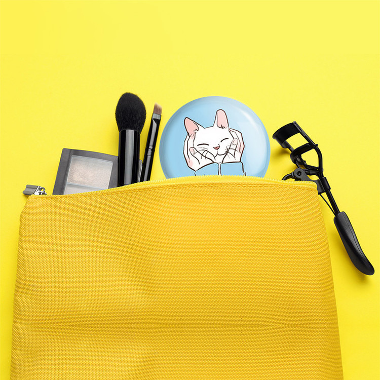 آینه جیبی خندالو طرح گربه Cat مدل تاشو کد 23297