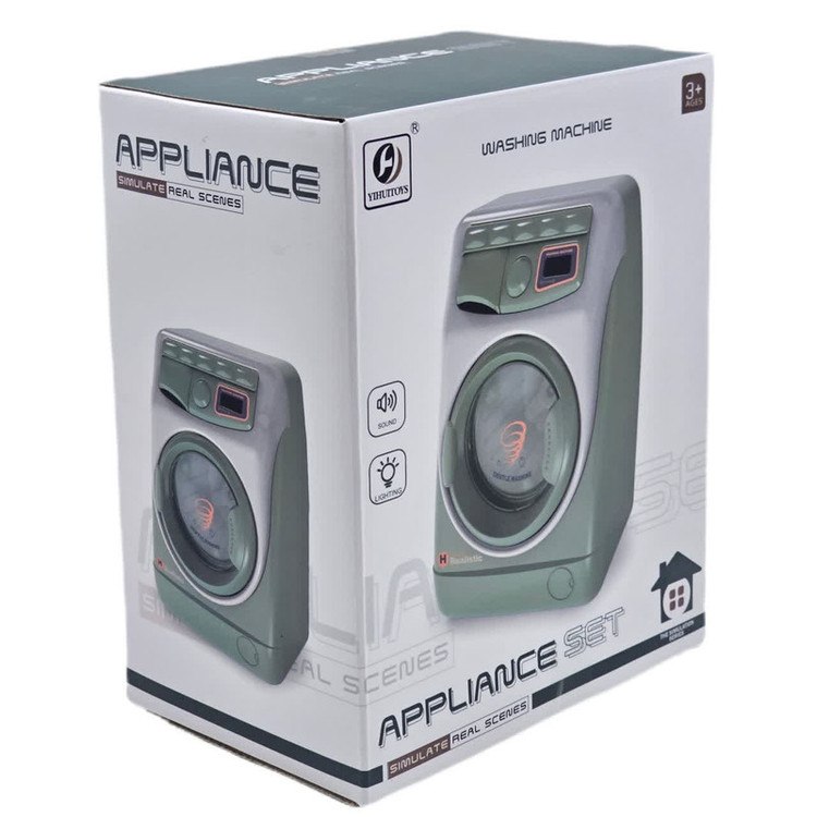 اسباب بازی ناب سل مدل ماشین لباسشویی چراغدار موزیکال کد WASHING MACHINE NAAB001 به همراه چوب لباسی و سبد لباس