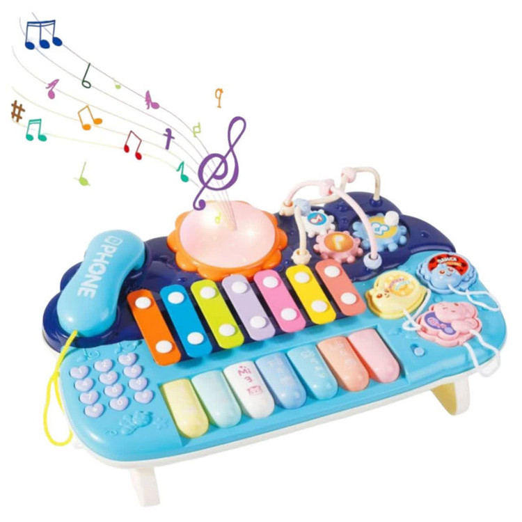 اسباب بازی ناب سل مدل پیانو، تلفن ، پازل ،درام ، بلز و بازی فکری چراغدار و موزیکال MULTIFUNCTION MUSICAL PIANO WITH LIGHT &MUSIC