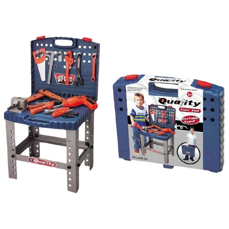 ست اسباب بازی ابزار ناب سل مدل چمدانی میز کار نجاری به همراه دریل باتری خور Quality Super Tool – Portable Type