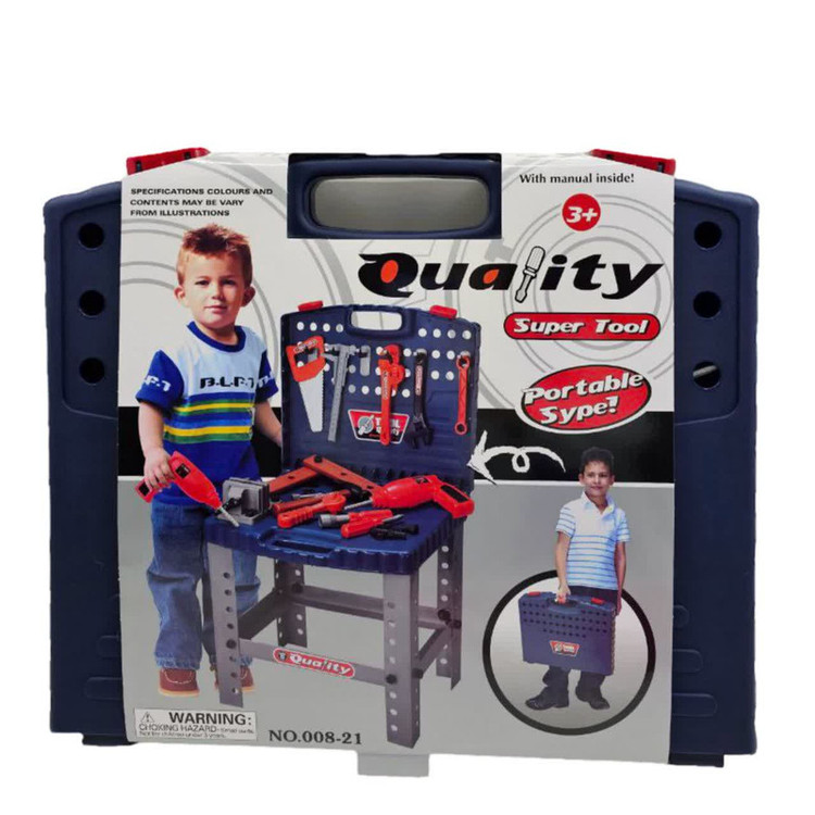 ست اسباب بازی ابزار ناب سل مدل چمدانی میز کار نجاری به همراه دریل باتری خور Quality Super Tool – Portable Type