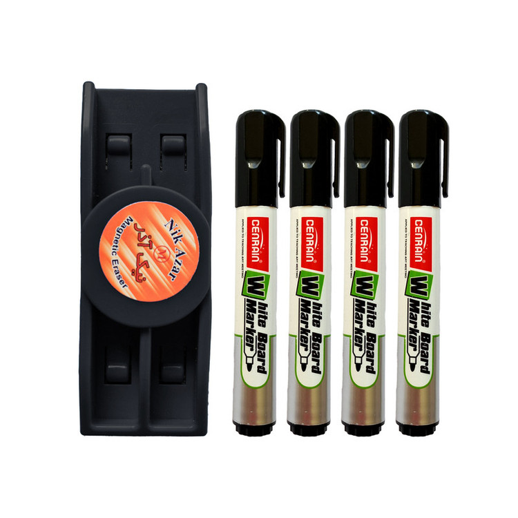 ماژیک وایت برد سن رِین طرح گرد مدل مغناطیسی کد 32 به همراه تخته پاک کن بسته 5 عددی