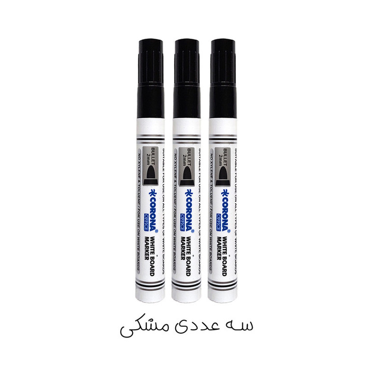 ماژیک وایت برد کرونا طرح گرد مدل CO-4070 به همراه تخته پاک کن بسته 4 عددی