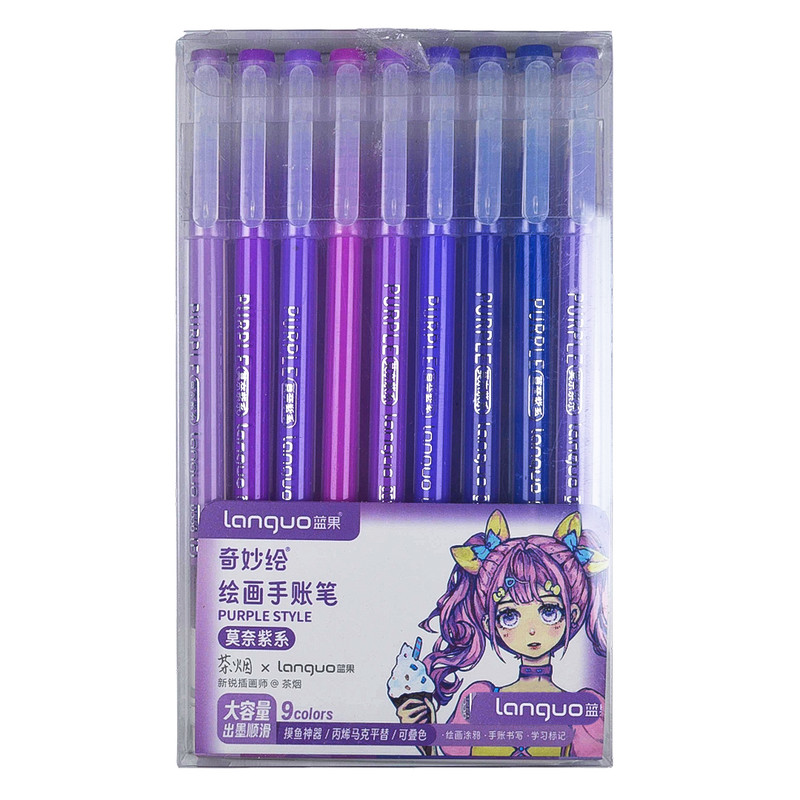 روان نویس 0.6 میلی متری لنگو مدل Purple Style بسته 9 عددی