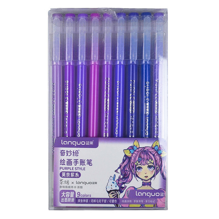 روان نویس 0.6 میلی متری لنگو مدل Purple Style بسته 9 عددی