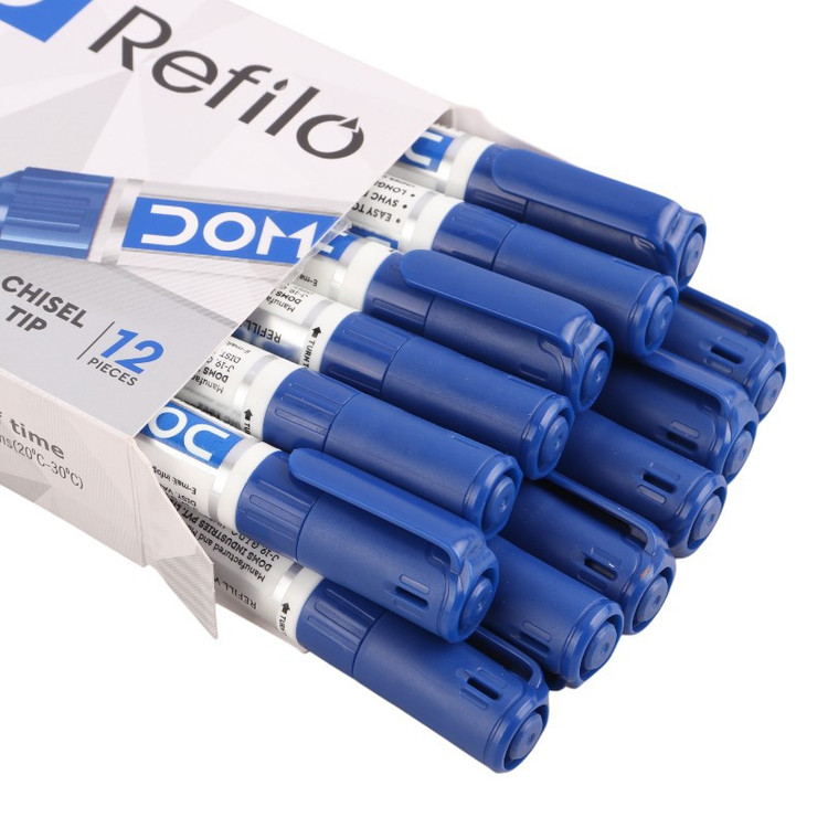 ماژیک وایت برد دامس مدل Refilo نوک تخت بسته 12 عددی