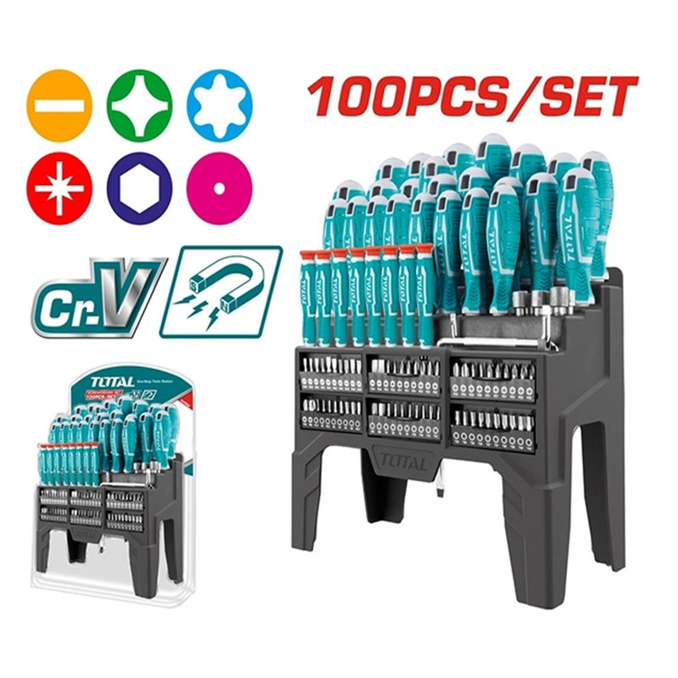 پیچ گوشتی توتال مدل THT-2506100 مجموعه 100 عددی