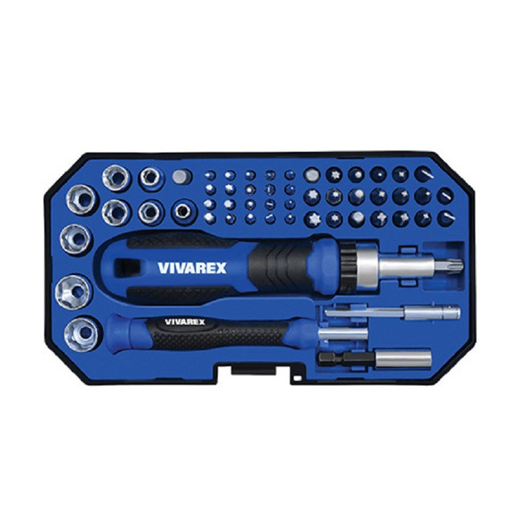 پیچ گوشتی جغجغه ای ساعتی و سری بکس ویوارکس مدل vr5565-sd مجموعه 55 عددی