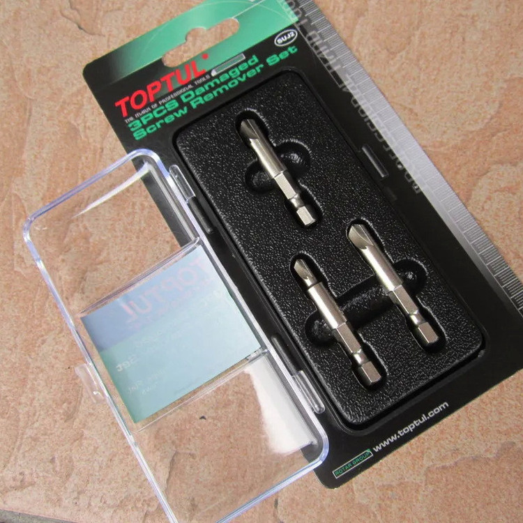 پیچ گوشتی چهارسو بازکننده پیچ های خراب تاپ تول مدل JGAW0301 بسته 3 عددی