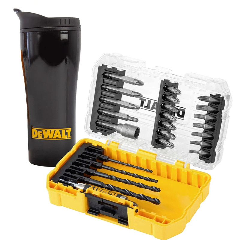 مته و سری پیچ گوشتی شارژی دیوالت مدل DT70707 BOX Travel Mug مجموعه 25 عددی به همراه تراول ماگ