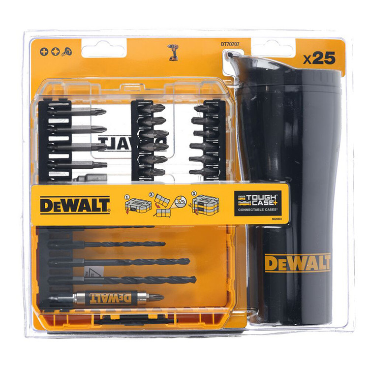سری پیچ گوشتی و مته دیوالت مدل فشار قوی کد L_BOX 70707QZ مجموعه 25 عددی به همراه ماگ