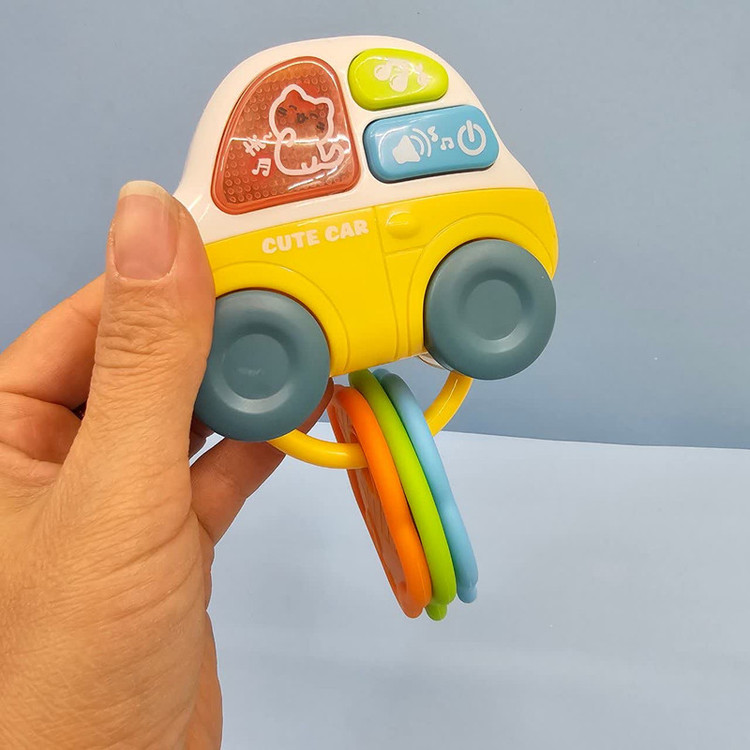 اسباب بازی ناب سل مدل جغجغه دندان گیر طرح ماشین موزیکال چراغدار به همراه کلید کد MUSICAL CAR CUTE BABY TOYS