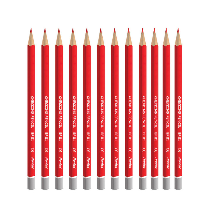 مداد قرمز پنتر مدل Checking Pencil Triangular کد BP111 - بسته 12 عددی