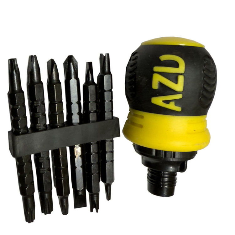 پیچ گوشتی مشتی جغجغه ای ای زد دی مدل همه کاره کد SMT-AZD-13IN1-S2-CR-V بسته 7 عددی