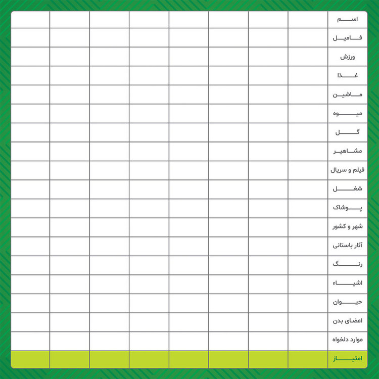 بازی فکری مدل اسم و فامیل کد 104