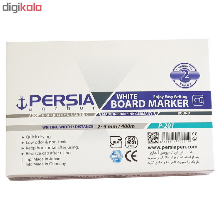 ماژیک وایت برد پرشیا مدل P-201 بسته 12 عددی