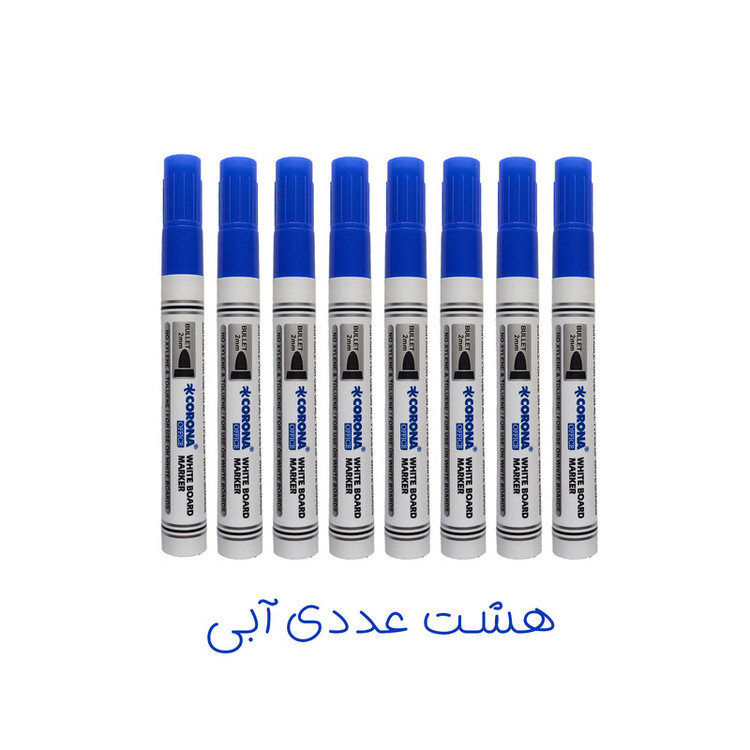 ماژیک وایت برد کرونا طرح گرد مدل CO-4070 به همراه تخته پاک کن بسته 9 عددی