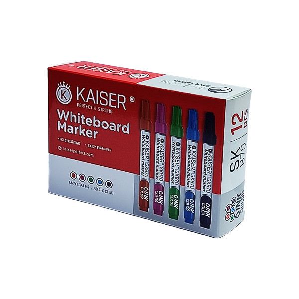 ماژیک وایت برد کایزر مدل رنگی کد SK870 بسته 12 عددی